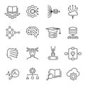 Artificial intelligence machine learning icon line art vector smart robotic cloud computing network