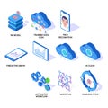 Artificial intelligence and machine learning isometric icons set Royalty Free Stock Photo