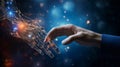 Artificial Intelligence Machine Learning Robot Hands and Human Touch Royalty Free Stock Photo