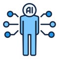 Artificial Intelligence Man vector AI Bio Technology colored icon or sign Royalty Free Stock Photo