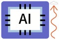 Artificial Intelligence Microchip with Cloud Integration and Conceptual Growth Arrow Royalty Free Stock Photo