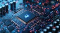 Artificial intelligence microchip. Microprocessor with AI technology Royalty Free Stock Photo
