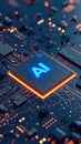 Artificial intelligence microchip. Microprocessor with AI technology