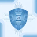 Artificial Intelligence Microchip Security Concept in Blue Shield Icon Royalty Free Stock Photo