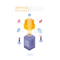 Artificial intelligence - modern isometric vector web banner Royalty Free Stock Photo