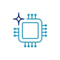 Artificial Intelligence Modern processor icons, CPU Microchip with Sparkle, AI Advanced Computing Technology Royalty Free Stock Photo