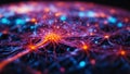 Artificial intelligence or nerve cell concept background. Macro shot of synapses, electrical signals between neurons of brain Royalty Free Stock Photo