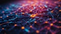 Artificial intelligence or nerve cell concept background. Macro shot of synapses, electrical signals between neurons of brain Royalty Free Stock Photo