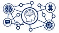 Artificial intelligence network, AI technology, machine learning and cognitive computing vector design Generative AI