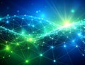 Artificial Intelligence Network Background with Green and Blue Gradient Light Royalty Free Stock Photo
