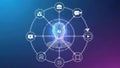 Artificial intelligence networking across various technologies and data streams Royalty Free Stock Photo