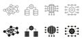 Artificial Intelligence Networks and Data Infrastructure Line and Solid Icon Set. Neural Systems, Global Communication Royalty Free Stock Photo
