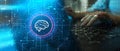 Artificial Intelligence Neural Network Interface with Digital Brain Visualization on Futuristic Screen Royalty Free Stock Photo