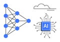 Artificial Intelligence Neural Network and Microchip Illustration AI and Cloud Computing Royalty Free Stock Photo