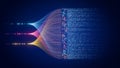 Artificial intelligence neural network processing big data streams, abstract digital data flow, process automation and analytics Royalty Free Stock Photo