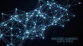 Artificial Intelligence Neural Network Visualization. Complex three-dimensional lattice structure of interconnected glowing blue Royalty Free Stock Photo