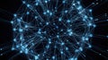 Artificial Intelligence Neural Network Visualization. Complex three-dimensional lattice structure of interconnected glowing blue Royalty Free Stock Photo