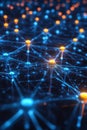 Artificial Intelligence Neural Network, Visualization of Data Processing, Interconnected Nodes Royalty Free Stock Photo