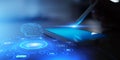 Artificial Intelligence and Neural Network Visualization in Digital Interface Royalty Free Stock Photo