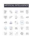 Artificial intelligence line icons collection. Machine learning, Cognitive computing, Digital automation, Autonomous Royalty Free Stock Photo