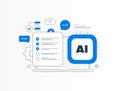 Artificial intelligence platform dashboard, AI automation workflow with checklist and chatbot interface, cloud based Royalty Free Stock Photo