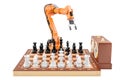 Artificial Intelligence playing chess concept, 3D rendering Royalty Free Stock Photo