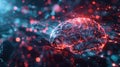 Artificial intelligence processing big data as a glowing digital brain Royalty Free Stock Photo