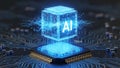 Artificial intelligence processing data cube on cpu Royalty Free Stock Photo