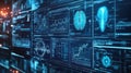 Artificial intelligence processing data displaying brain scans Royalty Free Stock Photo