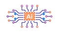 Artificial Intelligence Processor Chip with Neural Pathways, vector design Generative AI Royalty Free Stock Photo