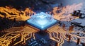 Artificial Intelligence Processor on Circuit Board Royalty Free Stock Photo