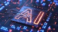 Artificial Intelligence on processor in computing system, AI machine learning innovation Royalty Free Stock Photo