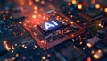 Artificial Intelligence on processor in computing system, AI powered technology Royalty Free Stock Photo