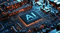 Artificial Intelligence on processor in computing system, AI powered technology Royalty Free Stock Photo