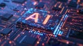 Artificial Intelligence on processor in computing system, AI powered technology Royalty Free Stock Photo