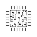 Artificial Intelligence Related Vector Line Icon. Contains such Icons as Face Recognition, Algorithm, Self-learning Royalty Free Stock Photo