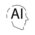 Artificial Intelligence Related Vector Line Icon. Contains such Icons as Face Recognition, Algorithm, Self-learning Royalty Free Stock Photo