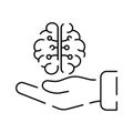 Artificial Intelligence Related Vector Line Icon. Contains such Icons as Face Recognition, Algorithm, Self-learning Royalty Free Stock Photo