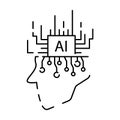 Artificial Intelligence Related Vector Line Icon. Contains such Icons as Face Recognition, Algorithm, Self-learning Royalty Free Stock Photo