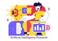Artificial Intelligence Research Vector Illustration Featuring Data Analysis, Neural Network Technology, and Innovation Royalty Free Stock Photo