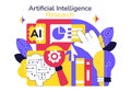Artificial Intelligence Research Vector Illustration Featuring Data Analysis, Neural Network Technology, and Innovation Royalty Free Stock Photo