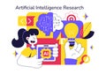 Artificial Intelligence Research Vector Illustration Featuring Data Analysis, Neural Network Technology, and Innovation Royalty Free Stock Photo