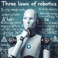 artificial intelligence robot blackboard formulas equations thinking education learning machine three laws robotics