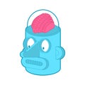 Artificial Intelligence. Robot with brain. Retro robot head amd brains. vector illustration