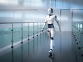 Artificial intelligence robot or cyborg walk Royalty Free Stock Photo