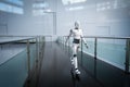 Artificial intelligence robot or cyborg walk Royalty Free Stock Photo