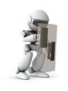 An artificial intelligence robot that defends with a large shield.
