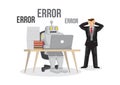 Artificial intelligence robot failures broken down due to overloaded. Artificial brain glitch and error. Future concept. Business