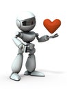 An artificial intelligence robot with a heart in hand.