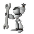 An artificial intelligence robot that holds a large wrench. It is a symbol of industrial strength.